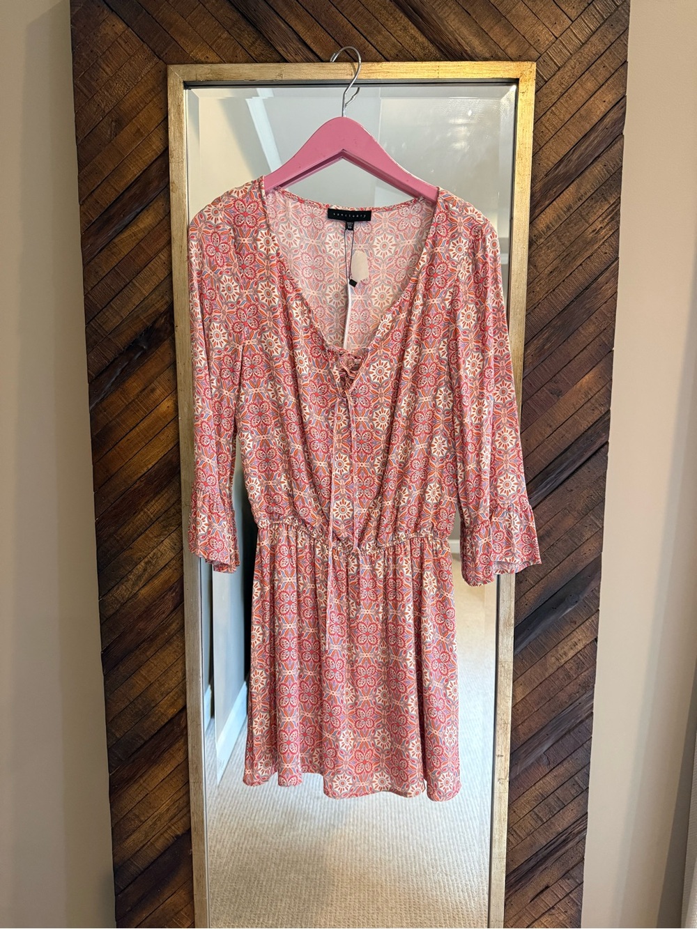 Sanctuary Pink & White Printed Mini Dress